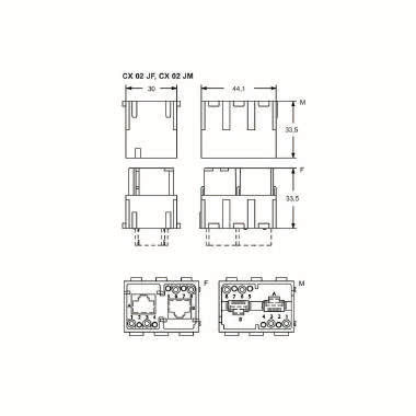 frutto spina modulare, serie Mixo Data, RJ45, 3 moduli, senza connettore, per 2 connettori RJ45 e 8 contatti CD 10 A product photo Photo 02 3XL