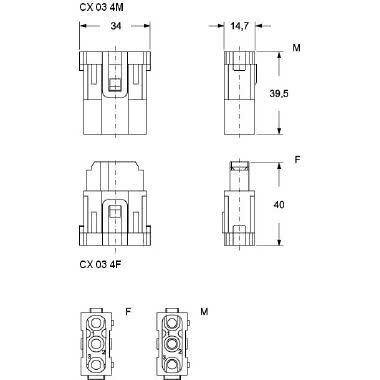 frutto spina modulare, serie Mixo, connessione a crimpare, 3 poli, 1 modulo, 40 A 400/690 V 6 kV 3 product photo Photo 02 3XL
