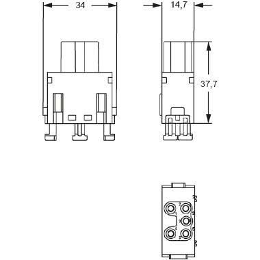frutto presa modulare, serie Mixo, connessione rapida con morsetto a molla SQUICH®, 5 poli, 1 modulo, 16 A 400 V 6 kV 3 product photo Photo 02 3XL