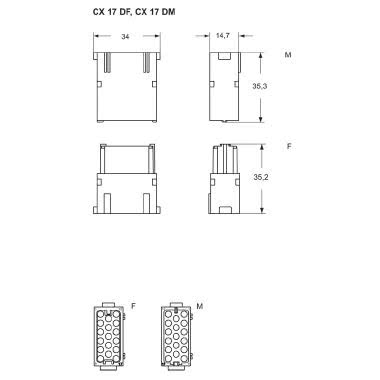 frutto presa modulare, serie Mixo, connessione a crimpare, 17 poli, 1 modulo, 10 A 160 V 2,5 kV 3 product photo Photo 02 3XL