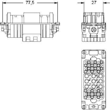 frutto presa, serie CX, connessione a crimpare, 9 + 42 poli + PE, 40 A 690 V 8 kV 3 / 10 A 250 V 4 kV 3, grandezza '77.27' product photo Photo 02 3XL