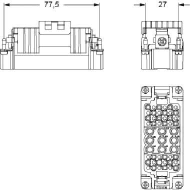 frutto spina, serie CX, connessione a crimpare, 9 + 42 poli + PE, 40 A 690 V 8 kV 3 / 10 A 250 V 4 kV 3, grandezza '77.27' product photo Photo 02 3XL