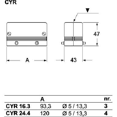 Custodia per cavi tondi, con 4 piolini, 4 fori per cavi tondi d. 5 - 13,5 mm product photo Photo 02 3XL