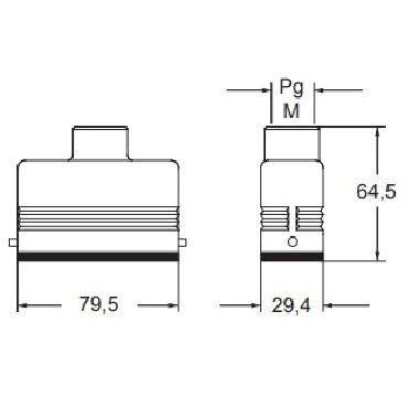 Custodia mobile, serie IL-BRID, con 2 piolini, ingresso cavo verticale Pg16, grandezza '66.16' product photo Photo 02 3XL