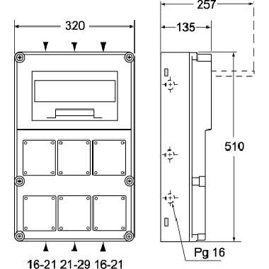 quadretto per formazioni combinate, serie FM, per prese da incasso inclinate, 6 vani product photo Photo 02 3XL