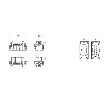 frutto presa, serie JNE, connessione con morsetto a vite, 10 poli + PE, 16 A 500 V 6 kV 3, grandezza '57.27', con piastrina product photo Photo 02 3XL