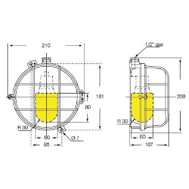 Apparecchio di illuminazione completo con 1 ingresso cavi con pressacavo 1/2 ' gas, serie LT, per 60W, forma rotonda product photo Photo 02 3XL