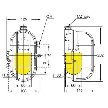 Apparecchio di illuminazione completo con 1 ingresso cavi con pressacavo 1/2 ' gas, serie LT, per 60W, forma ovale product photo Photo 02 3XL