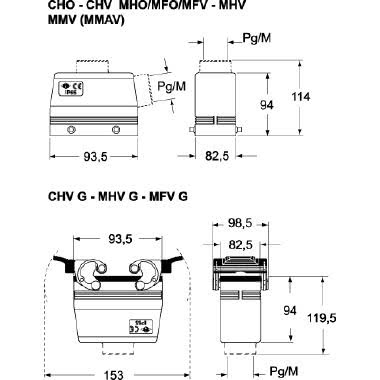 custodia mobile, serie C-TYPE, con 4 piolini, ingresso cavo verticale M50, grandezza '77.62' product photo Photo 02 3XL