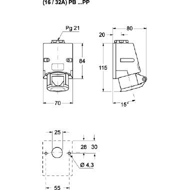 presa da parete, serie PLUSO, 3 poli, 16 A, 20 &divide; 25 V product photo Photo 02 3XL