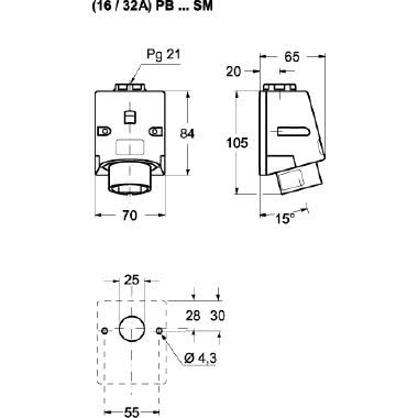 spina da parete, serie PLUSO, 3 poli, 16 A, 20 ÷ 25 V product photo Photo 02 3XL