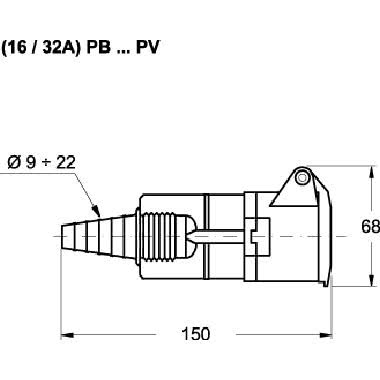 presa mobile, serie PLUSO, 3 poli, 4 h (verde), 32 A, 20 ÷ 50 V product photo Photo 02 3XL