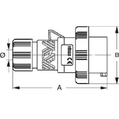 spina mobile, serie PLUSO, connessione rapida SQUICH&reg;, 2 poli + PE, 6 h (blu), 16 A, 200 &divide; 250 V, dritta product photo Photo 02 3XL
