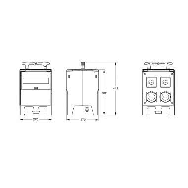 quadro da cantiere assemblato (ASC), serie Q, con 4 prese PLUSO PEW…PQ/PQF, interruttore magnetotermico 16 A, potenza massima 3 kW product photo Photo 02 3XL