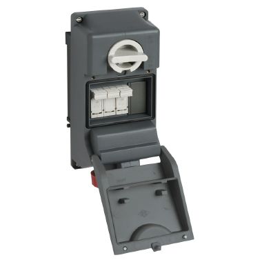 presa con interruttore di blocco, serie TM, 2 poli + PE, 6 h (blu), 16 A, 200 ÷ 250 V, portafusibile sezionabile 10 x 38 mm, senza scatola base product photo Photo 01 3XL