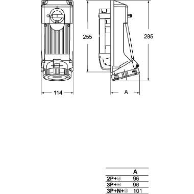 presa con interruttore di blocco, serie TM, 3 poli + PE, 6 h (rosso), 32 A, 380 ÷ 415 V, portafusibile sezionabile 10 x 38 mm, senza scatola base product photo Photo 02 3XL