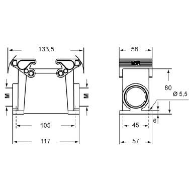 Custodia da parete, serie T-TYPE, con 2 leve, ingresso cavo M32, grandezza '77.27' product photo Photo 02 3XL