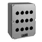 cassetta contenitrice per comandi e segnalazioni, serie AC, senza ingresso cavo, 12 fori per unit&agrave; diametro 22 mm, dimensioni esterne 152x205x102 mm product photo