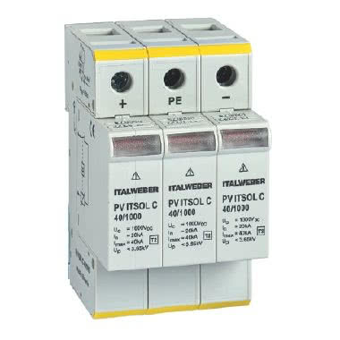 Scaricatore di sovratensione - Classe II - Tipo: per impianti fotovoltaici - Tensione Uc = 1000V DC - In = 20kA - Imax = 40kA product photo Photo 01 3XL