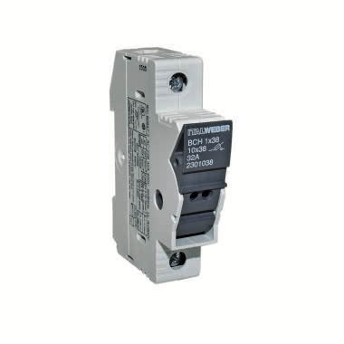 Portafusibile sezionabile modello BCH - Per fusibili 10,3 x 38 mm - Tipo: unipolare - Corrente = 32A - Tensione = 690V product photo Photo 01 3XL