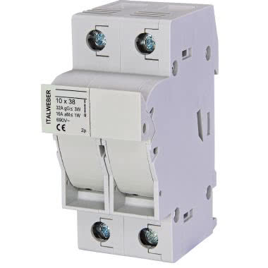 Portafusibile sezionabile modello DCH - Per fusibili 10,3 x 38 mm - Tipo: bipolare - Corrente = 32A - Tensione = 690V product photo Photo 01 3XL