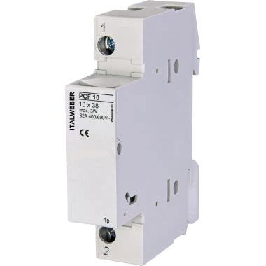 Portafusibile sezionabile modello PCF - Per fusibili 10,3 x 38 mm - Tipo: unipolare - Corrente = 32A - Tensione = 690V product photo Photo 01 3XL