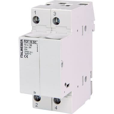 Portafusibili per fusibili 10,3 x 38 mm - Modello: PCF - Tipo: bipolare - Corrente = 25A - Tensione = 1000V DC product photo Photo 01 3XL