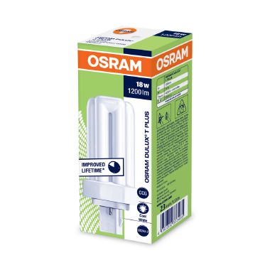 OSRAM DULUX® T PLUS / Lampada fluorescente compatta, senza alimentatore integrato: GX24d-2, 18 W, LUMILUX Cool White, 4000 K product photo Photo 02 3XL