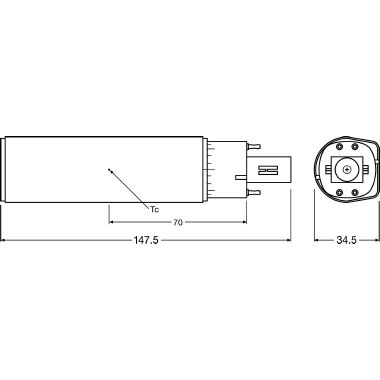 OSRAM DULUX® D/E LED HF & AC MAINS / Tubo LED: G24q-2, Lunghezza: 141 mm, 7 W, opaco, Warm White, 3000 K product photo Photo 03 3XL
