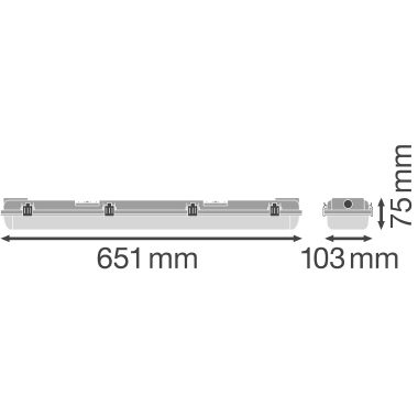 DAMP PROOF HOUSING 600 2x Lamp IP65 product photo Photo 03 3XL