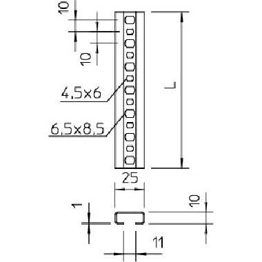 Profilato asolata, foro 11mm 2000x25x10 Acciaio zincato in continuo (Conf. da 2 Mt.) product photo Photo 02 3XL