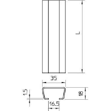 Profilato non forato, slot 16,5 mm 2000x35x18 Acciaio zincato a caldo per immersione (Conf. da 2 Mt.) product photo Photo 02 3XL