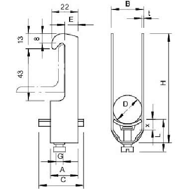 Staffa reggicavo 16-22mm, St, FT product photo Photo 02 3XL