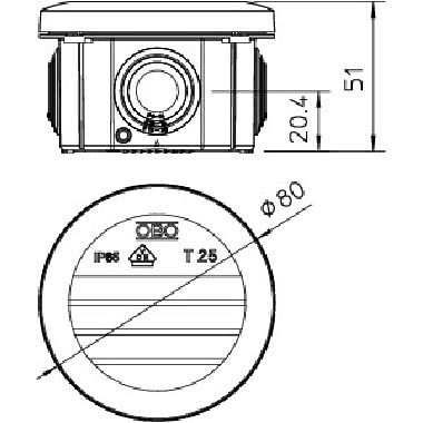Scatola di derivazione con passacavi Ø80x51 Polipropilene grigio chiaro RAL 7035 product photo Photo 02 3XL