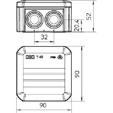 Scatola di derivazione con passacavi 90x90x52 Polipropilene grigio chiaro RAL 7035 product photo Photo 02 3XL