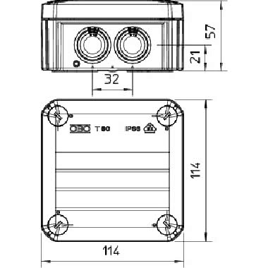 Scatola di derivazione con passacavi 114x114x57 Polipropilene grigio chiaro RAL 7035 product photo Photo 02 3XL