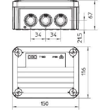 Scatola di derivazione con passacavi 150x116x67 Polipropilene grigio chiaro RAL 7035 product photo Photo 02 3XL