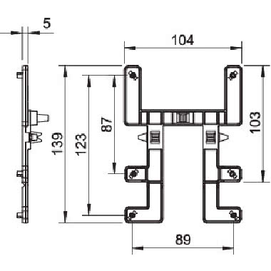Elemento di fissaggio T60-T100 per passerella grigliata 139x104mm Policarbonato grigio chiaro product photo Photo 02 3XL