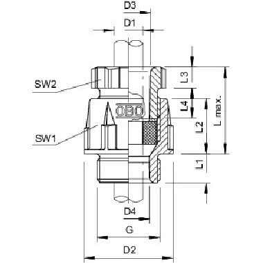 Pressacavo PG29 Polistirolo grigio chiaro RAL 7035 product photo Photo 02 3XL
