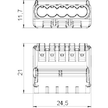 Terminale universale 5 cavi rigido-flessibili 0,2-2,5mm² Policarbonato trasparente product photo Photo 02 3XL
