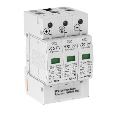 Limitatore sovratensione V20 3 poli per impianti PV 600V DC product photo Photo 01 3XL