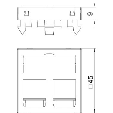 Supporto presa dati 2x Tipo C 45x45mm Policarbonato bianco RAL 9010 product photo Photo 02 3XL