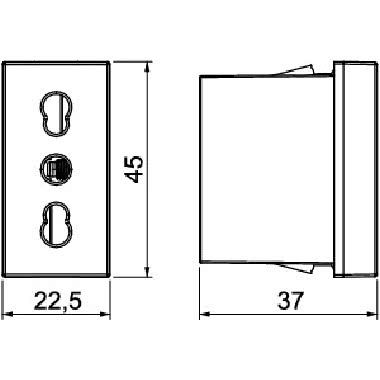 Presa 0°, singola Italia, P17 / 11 250V, 10/16A Policarbonato bianco RAL 9010 product photo Photo 02 3XL