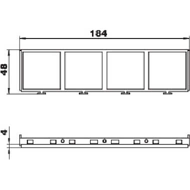Telaio di installazione per 4 x 1 Modulo 45 Policarbonato/acrilnitrile butadiene stirolo nero grafite RAL 9011 product photo Photo 02 3XL
