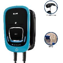 VIARIS COMBI+ CCT2P22ETH TRIFASE 22 kW + 22 kW 3x32A, 2 CAVI e CONNETTORE TIPO 2 lunghezza 5m, Protezione Magnetotermica/Differenziale, Ethernet, lettore carte RFID product photo