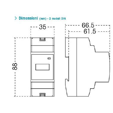 CONTAX 3221 SO Contatore monofase energia attiva, 2 Moduli, 32A, inserzione diretta, display elettromeccanico, lampeggio LED 0.5Wh/imp product photo Photo 02 3XL