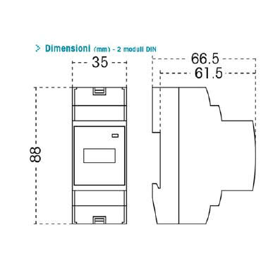 CONTAX D-3221 SO Contatore monofase energia attiva, 2 Moduli, 32A, inserzione diretta, display digitale, lampeggio LED 0.5Wh/imp product photo Photo 02 3XL