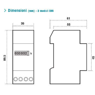 CONTA MODULAR Contaore, 2 moduli DIN, montaggio su barra DIN, numeratore elettromeccanico non azzerabile, IP25, 230V AC product photo Photo 02 3XL