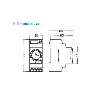 DUO QRD Interruttore orario elettromeccanico 2 moduli DIN, giornaliero, riserva 150 ore, 230V product photo Photo 02 3XL