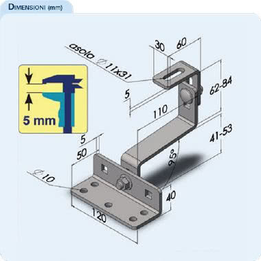 SRUR-X Staffa regolabile con piastra in ACCIAIO INOX AISI 304, 2 regolazioni, spessore 5mm product photo Photo 02 3XL